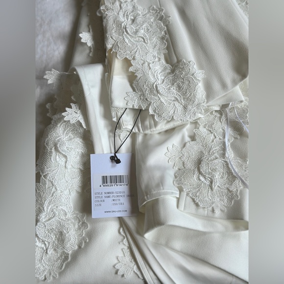 Sau Lee white bridal strapless dress (Florence Floral-Appliquéd Column Gown) - Picture 10 of 15